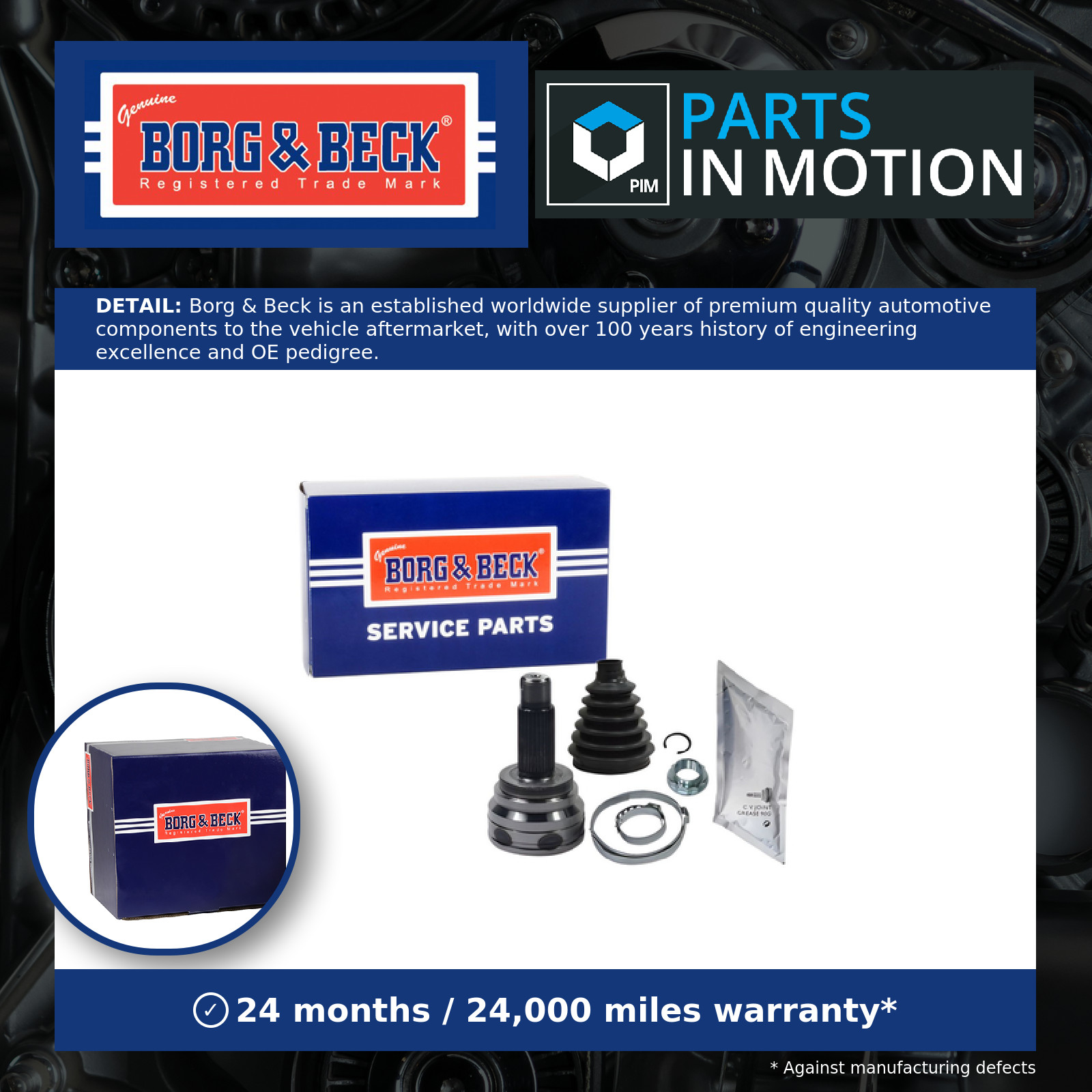 CV Joint BCJ1240 Borg & Beck C.V. Driveshaft 31607545123 31607545125 31607545126