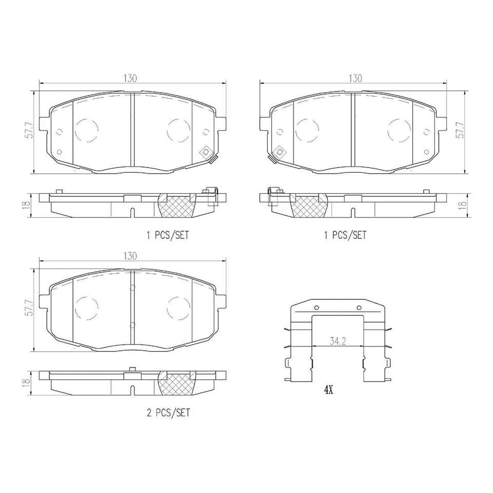 Juego de pastillas de freno delanteras ranuradas de cerámica Brembo OE P30077N para Kia Forte Koup Soul Foto 3 de 3