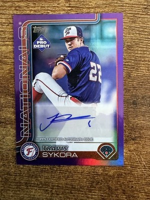 2025 Topps Pro Debut - Travis Sykora #PD-8 Purple Foil Autographs /299 (AU, RC)