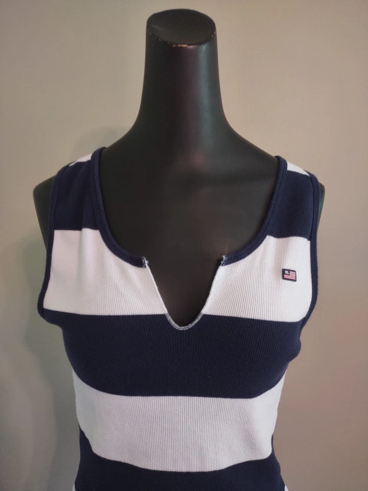  Camiseta sin mangas Polo Jeans Co. Ralph Lauren talla XL a rayas cuello en V algodón Y2K vintage  Foto 3 de 4