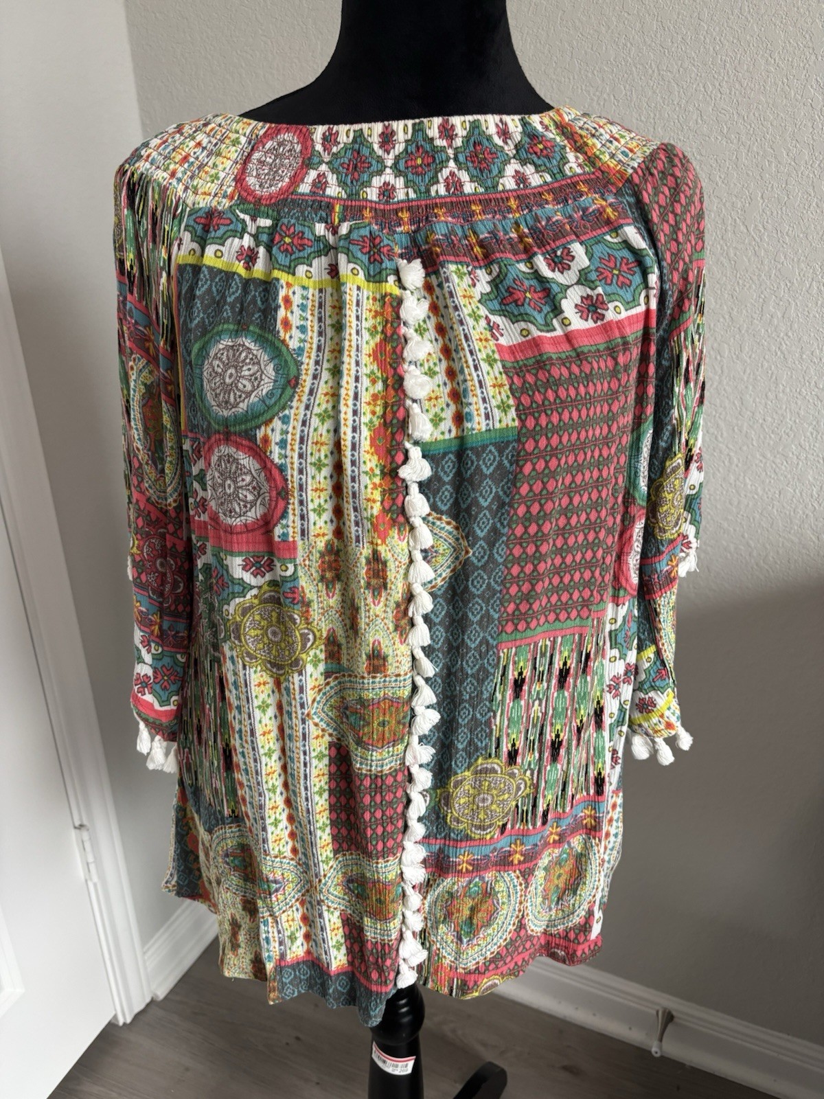 Soft Surroundings Boho patchwork top off-the-shou… - image 3