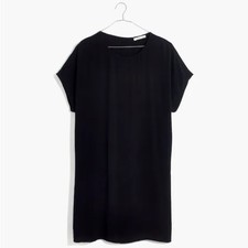 Madewell Black Crewneck Button Back Easy Dress Medium