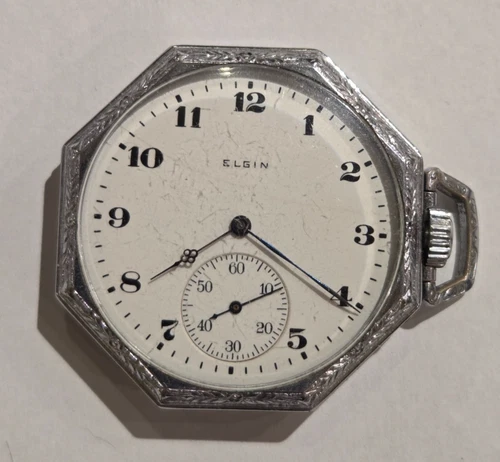 Antique 1918 ELGIN Grade 301 Model 2 12s 7j Pocket Watch Working!