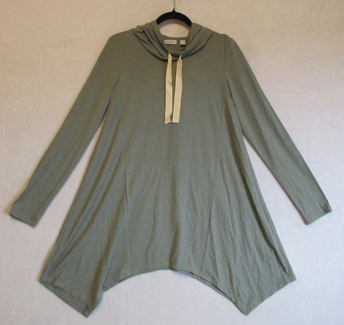 Logo Lounge By Lori Goldstein Hoodie Women XS Green Drawstring Long Sleeve Top