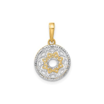 14k gelb rhodiniert Mandala Anhänger geometrische Blumen Yoga Chakra Halskette