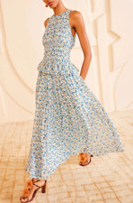 NWT Ulla Johnson Adeline Floral Silk Midi Dress in Idalia Size 10 $790