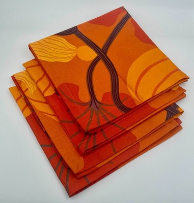 : Crate and Barrel : Marimekko Kumina Orange 21''x21'' Dinner Napkins :  Set of 4