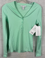 ATHLETA Uptempo Ribbed Henley Button Thumb L/...