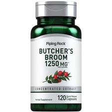 Butchers Broom Supplement | 1250 mg | 120 Capsules | by Piping Rock