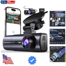 3 Channel 4K Dash Cam with 5GHz WiFi  APP Control, 4K/2.5K 1080P 1080P Front...