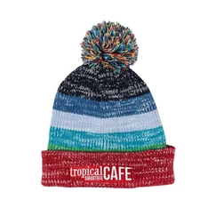 Tropical Smoothie Cafe Knit Bobble Hat Multicolor Pom Pom Beanie Cap Rainbow