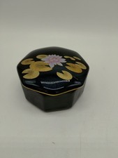 Vintage Small Ceramic Trinket Dish with Abstract Black Line Drawing