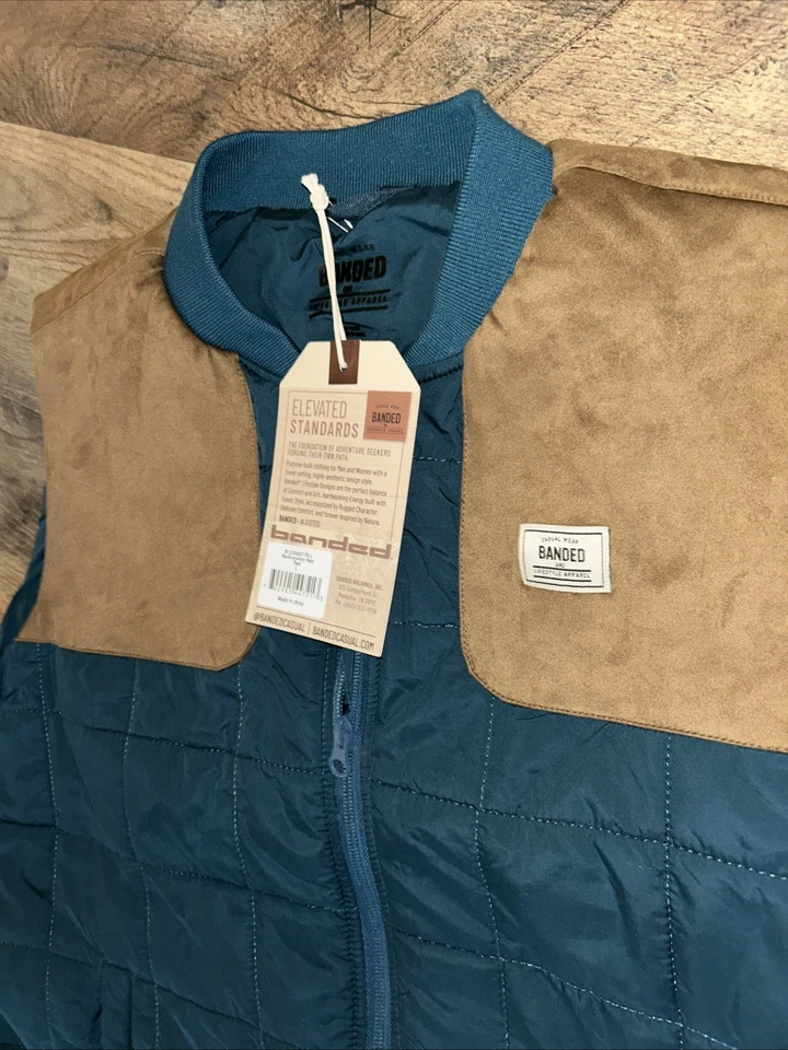 New! Large Men’s Banded Backcountry Quilted Teal Vest - Image 3 of 4