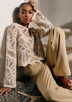 Sezane Olie knit Blouse Ecru Size M NWT | eBay