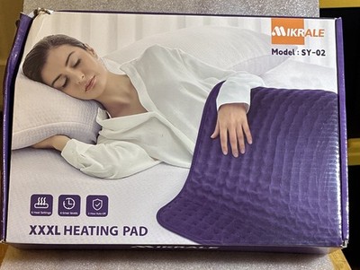 MIKRALE XXXL Electric Heating Pad Purple Heat Settings Timer Auto Shut-Off SY-02