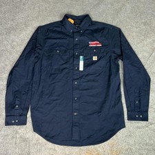 Carhartt Shirt Mens Large Navy Blue Rugged Flex Logo Workwear Outdoors Hiking