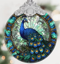 Peacock Ornament Stained Glass Hanging Decor Holiday-Sun Catcher-Christmas