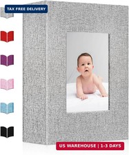 Small Photo Album 4x6,Linen Cover Slide-in Mini Photo Album Book Can Holds 100 4