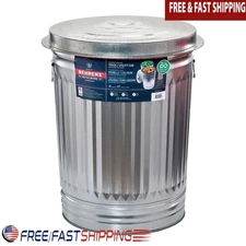 31 Gallon Steel Trash Can W/ Lid Durable Weather Resistant Outdoor Storage New