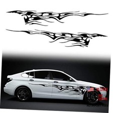 2Pcs 103'' Universal Flame Graphics Car Auto Body Side Sticker Style1 Black