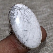 925 Silver Plated Howlite Ring Handmade Jewelry Size US 10 GW