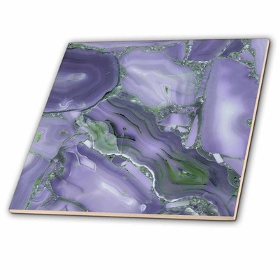 3dRose Luxury Purple Violet Quartz Malachite Agate Geode Ceramic Decorative Tile