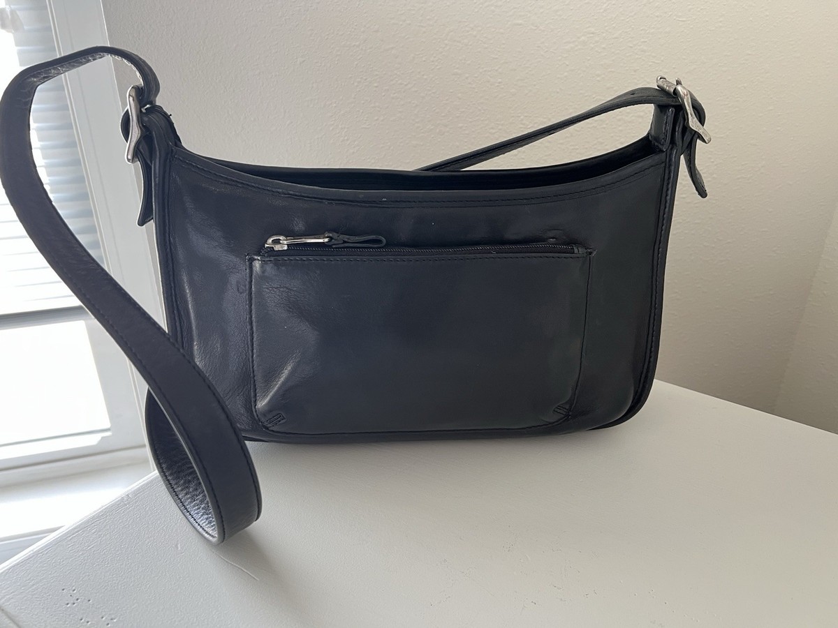 Fossil | Vintage Black Leather Shoulder Bag Top Zip Close | YTK