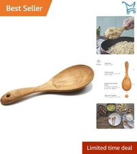 9" Teak Wood Rice Paddle Serving Spoon Versatile Cooking Utensil Eco-Friendly