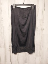 Vintage 90s Vassarette Half Slip Skirt Size 28" XL Coquette Goth Lace Lingerie