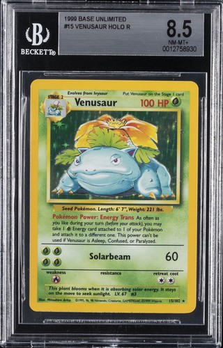 1999 POKEMON BASE SET UNLIMITED #15 VENUSAUR-HOLO BGS 8.5