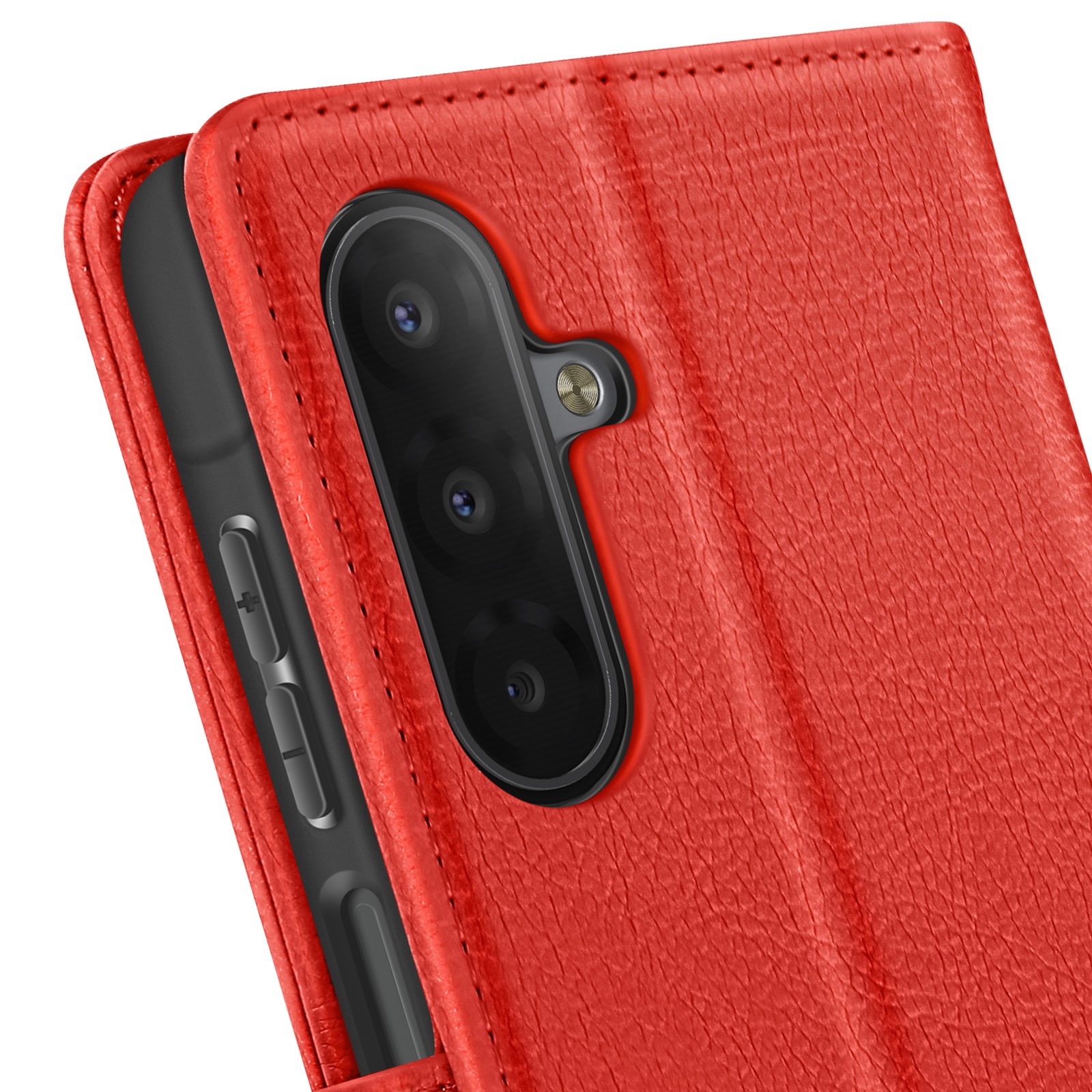 Housse Galaxy A17 Avizar rouge avec support vidéo intégré