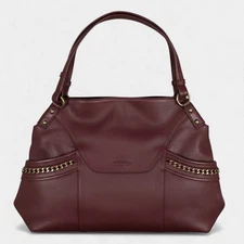 American Leather Co. Sumner Satchel Soft Brown Leather Shoulder Bag Chain Detail