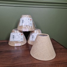 Linen Candle Bulb Lampshades Straw Natural 5.5'' Set of 4 Chandelier Clip On