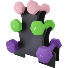 Hexagon PVC Coated Dumbbell Set: Non-Slip Anti-Roll Weights W/ Rack for Home Gym