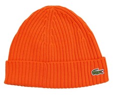 LACOSTE - STRICKMÜTZE MÜTZE BEANIE RB0001 - WOLLE - ORANGE - ONE SIZE - NEU