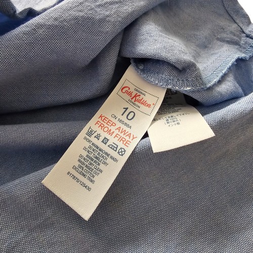 Camisa Cath Kidston Manga Larga Gato Bordado Reino Unido 10 Azul PTP 19" - Imagen 9 de 10