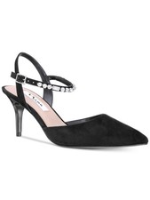 NINA Womens Black Rhinestone Tonya Pointed Toe Stiletto Buckle Pumps 7 M