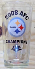 PITTSBURGH STEELERS Beer Glass 2008 AFC CHAMPIONS for SUPERBOWL XLIII