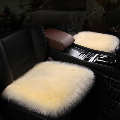 Sheepskin Car Front Seat Cover Pad 18x18 inch Long Wool Seat Cushion Winter Warm - Picture 9 of 23