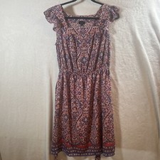 Talbots Women’s Dress Pink Purple Square Neck Paisley Medallion -8P (0799-071)