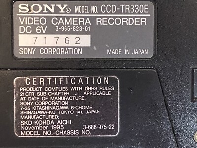 SONY Video 8, CCD-TR330E/ JAPAN | eBay