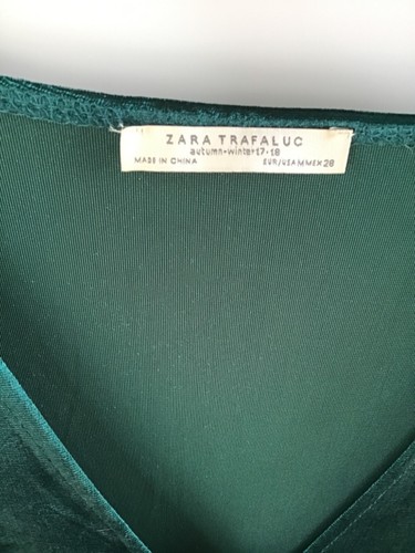 zara trafaluc stretchsamt kleid M smaragd grün boho blogger party - Bild 4 von 11