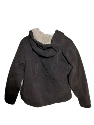 BERNE CANVAS DUCK BROWN SHERPA LINED HOODED JACKET Womens Size LARGE Coat~ F4 - Picture 2 of 7