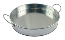 12" Round Serving Platter Galvanised Tin Food Drinks Serving Tray With Handle