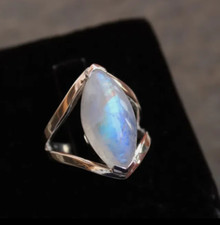 Rainbow Moonstone Ring Handmade Statement 925 Sterling Silver Ring All Size