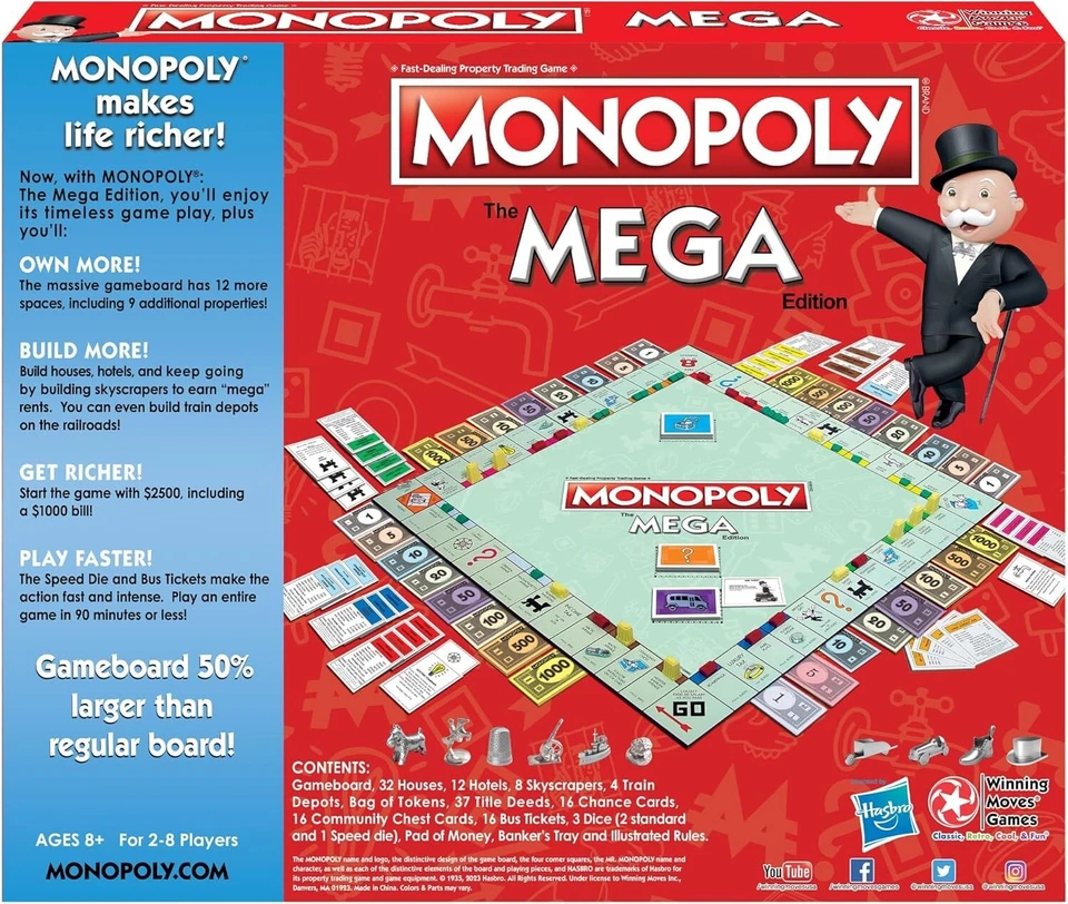 Monopoly MEGA Edition Board Game - Family Fun Game Night Kids & Adults - Image 4 of 4