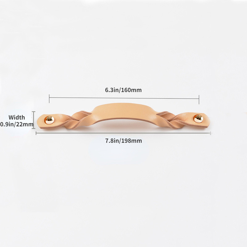 Braided Handle Knob Pull Pu Leather Drawer Cupboard Cabinet Wardrobe Copper Home