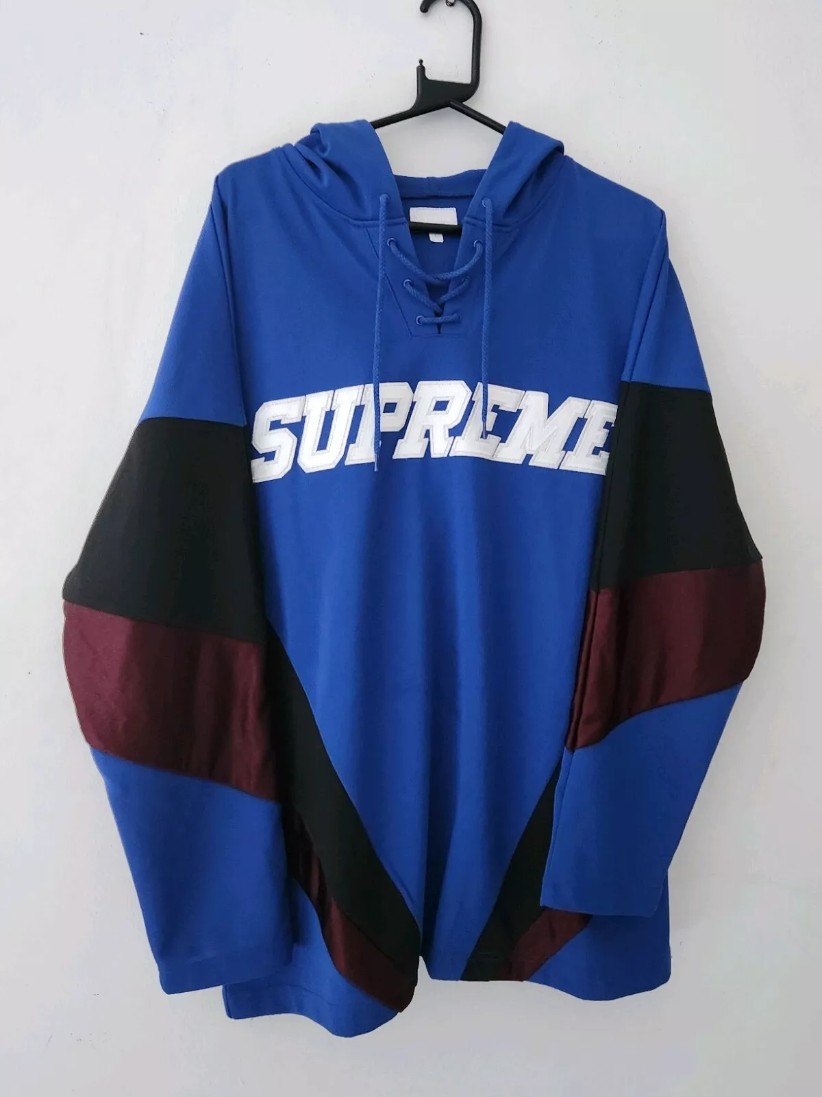 Maillot de hockey FW17 Supreme taille L grand bleu manches longues sweat à capuche 19