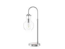 Silver Grey Polished Nickel Table Lamp With Clear Glass Shade 24" Height
