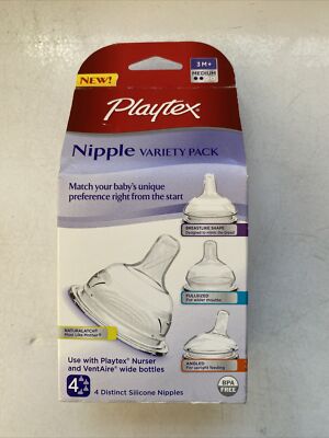 Playtex Nipple Variety pack Kit, Medium, 4-Count New